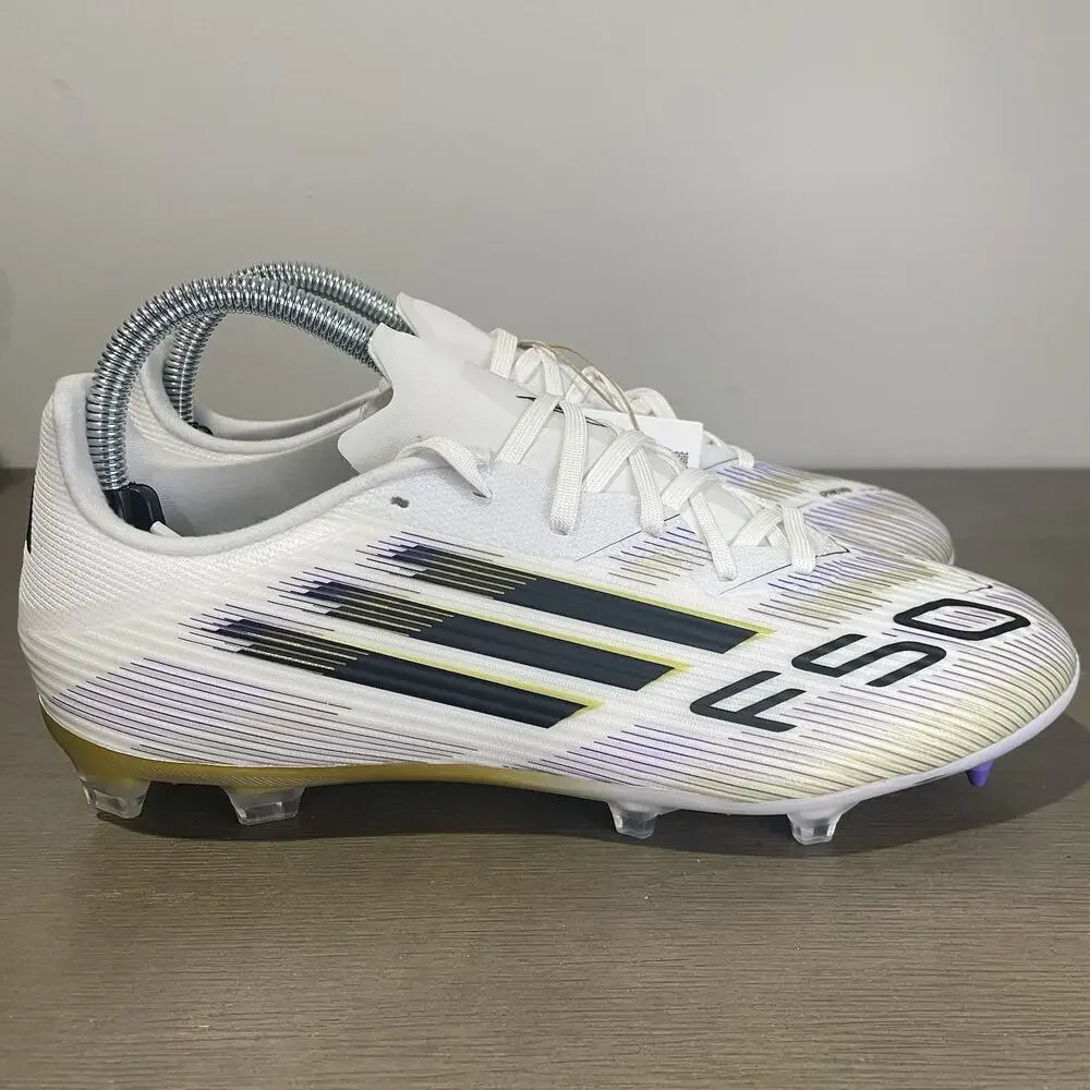 Adidas Mens Size 8 Soccer Cleats NEW F50 League FG MG White Purple Gold JI0005